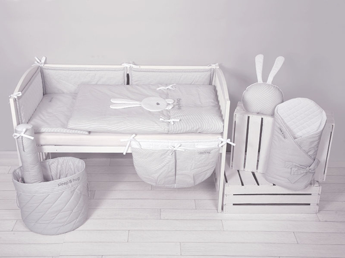 2Piece Sleep & Hug Baby Cot Bedding Set Grey banaby.co.uk