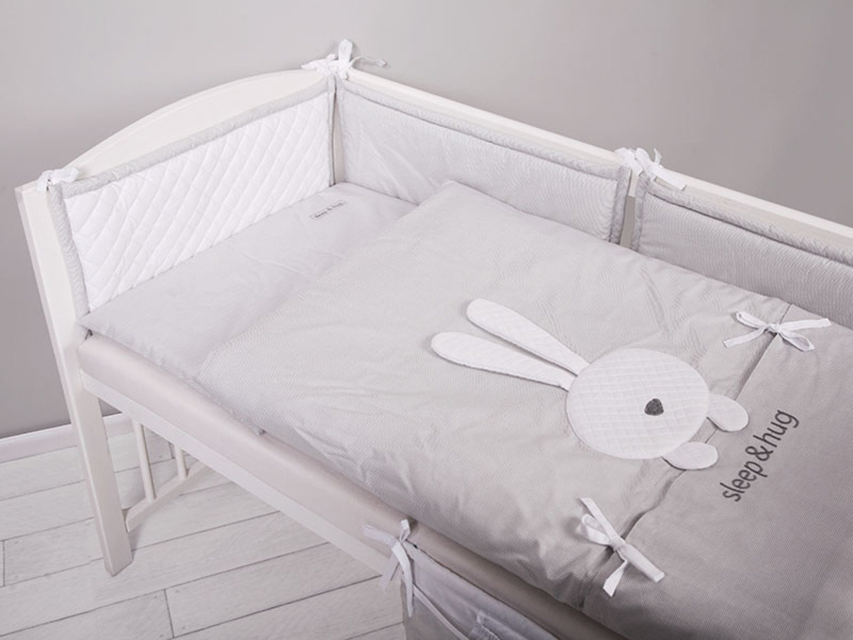 2Piece Sleep & Hug Baby Cot Bedding Set Grey banaby.co.uk