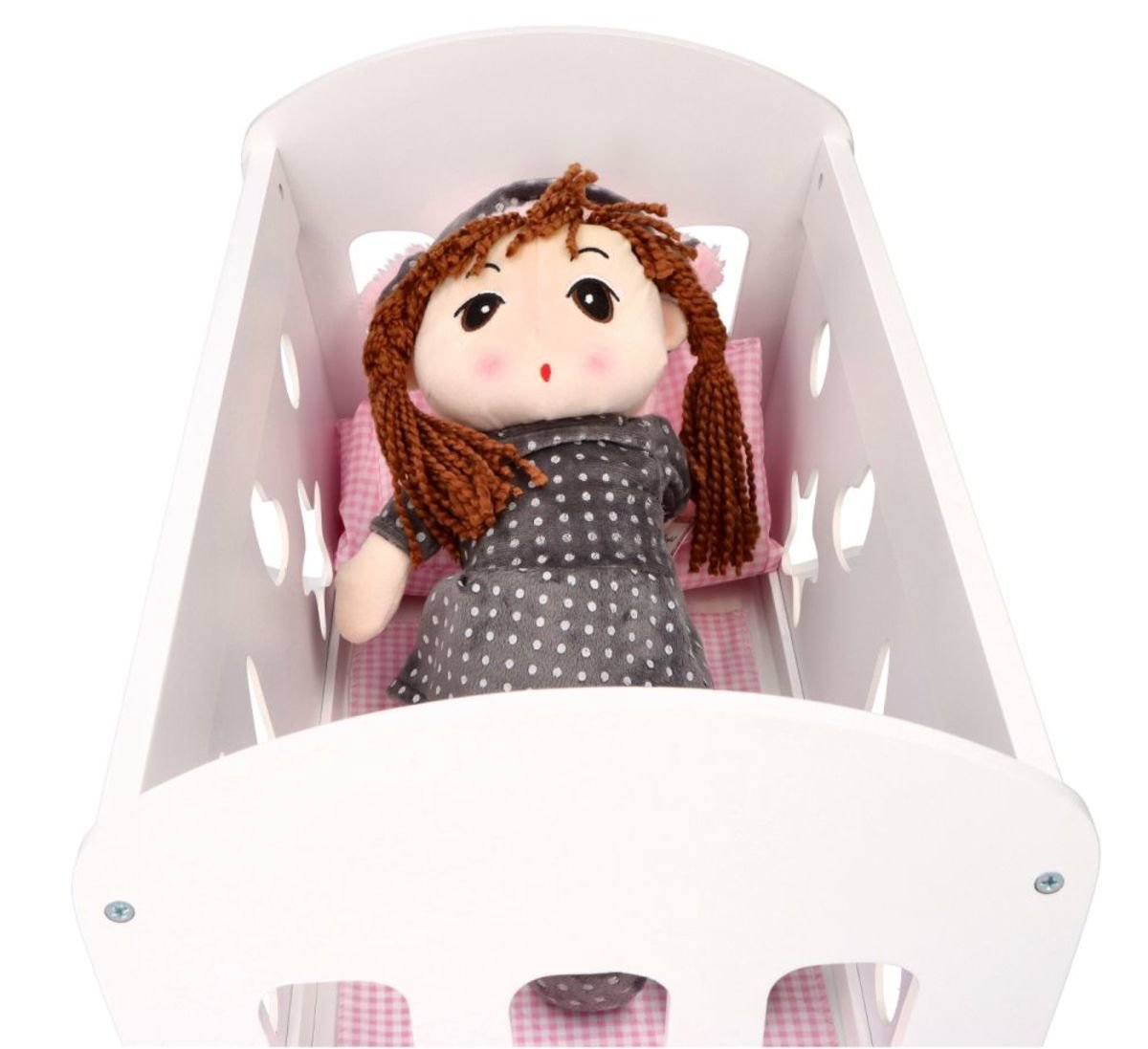 Wooden cradle for dolls with feathers banaby.co.uk