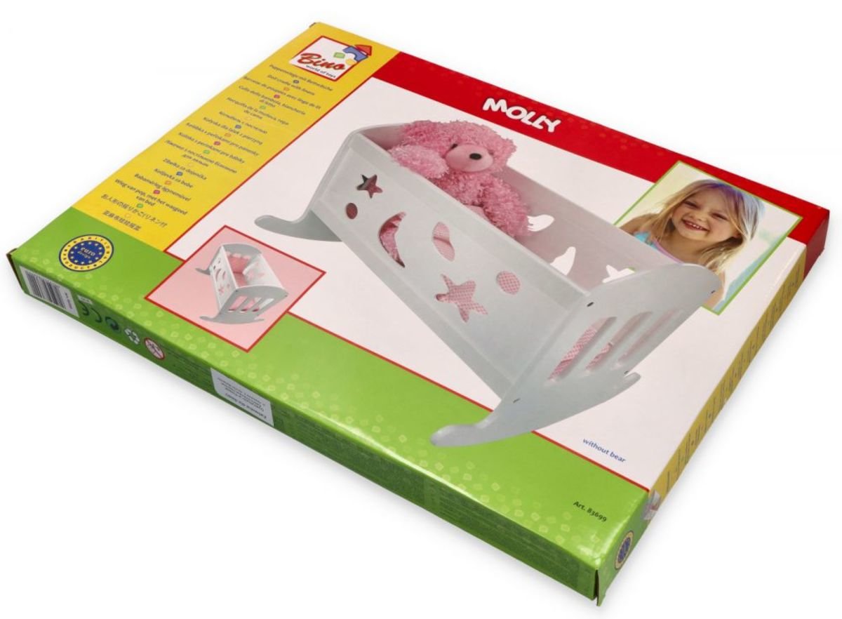 Wooden cradle for dolls with feathers banaby.co.uk