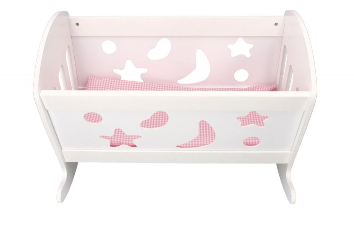 Wooden cradle for dolls with feathers banaby.co.uk