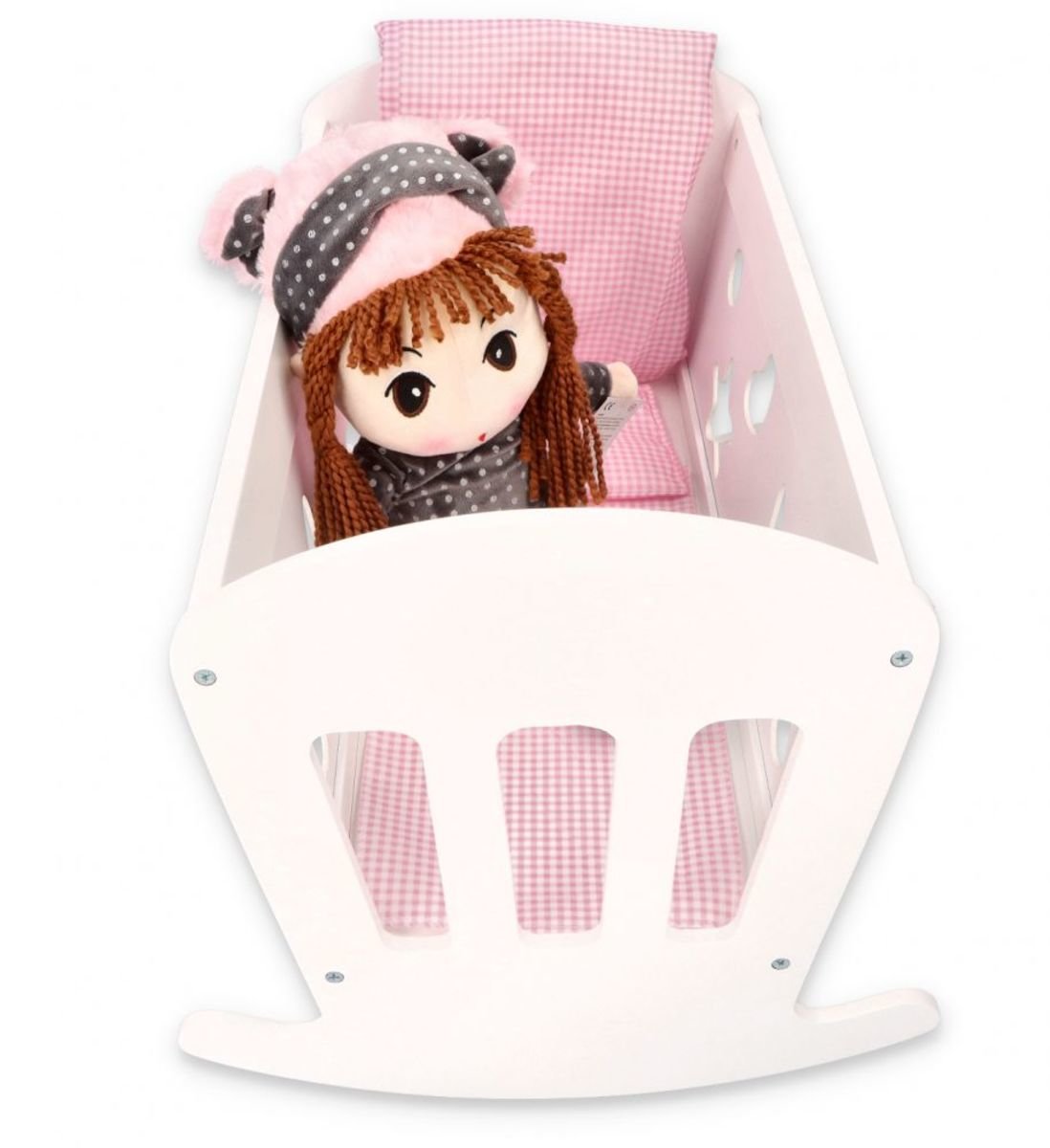 Wooden cradle for dolls with feathers banaby.co.uk