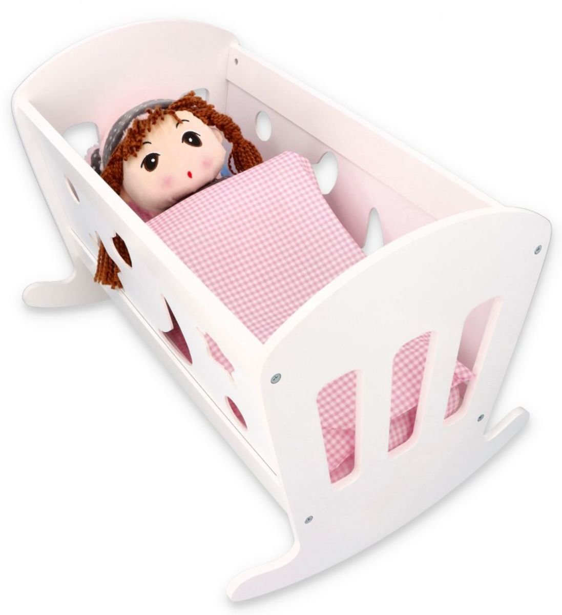 Wooden cradle for dolls with feathers banaby.co.uk