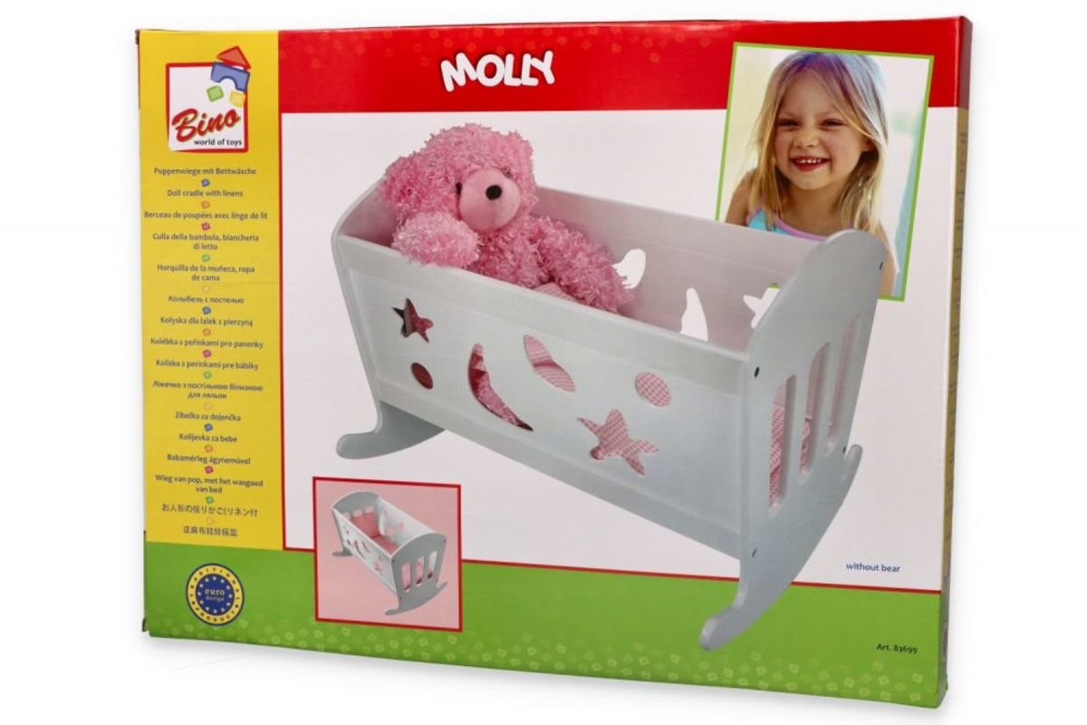 Wooden cradle for dolls with feathers banaby.co.uk