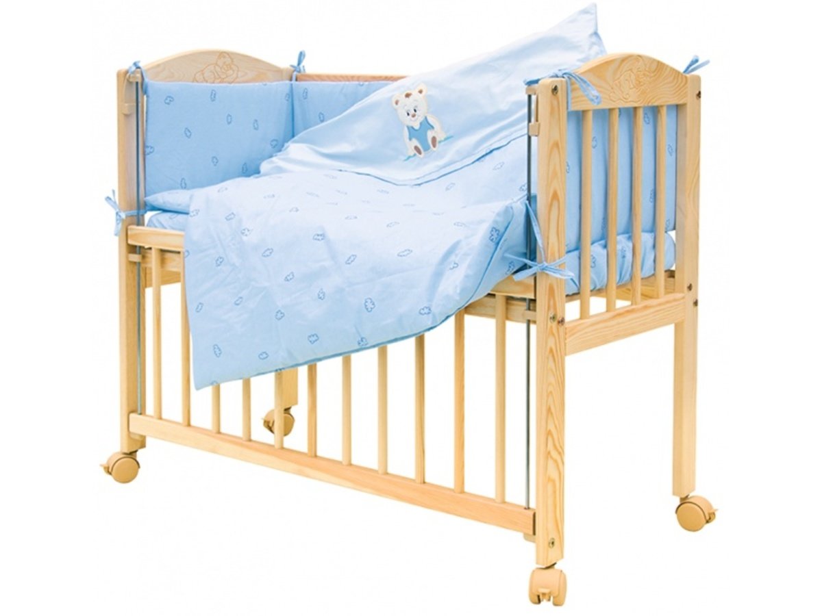 7 Piece Baby Cot Bedding Set Scarlett Teddy Bear Blue
