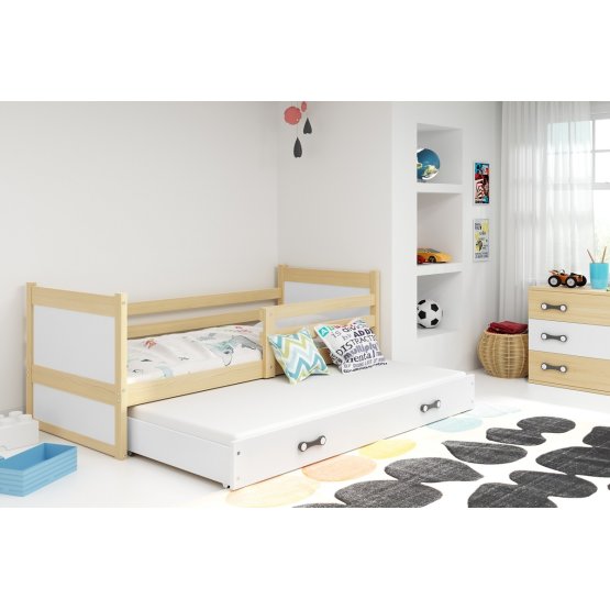 Baby bed with extra bed Rocky - natural-white
