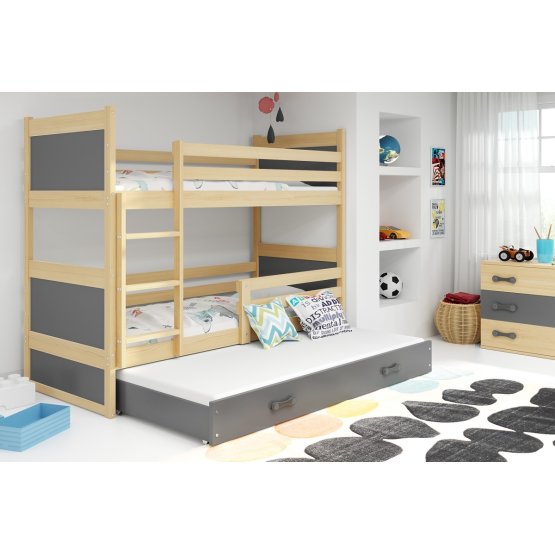 Baby patrová bed with extra bed Rocky - natural-gray