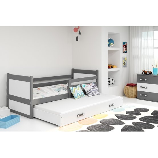 Baby bed with extra bed Rocky - gray-white