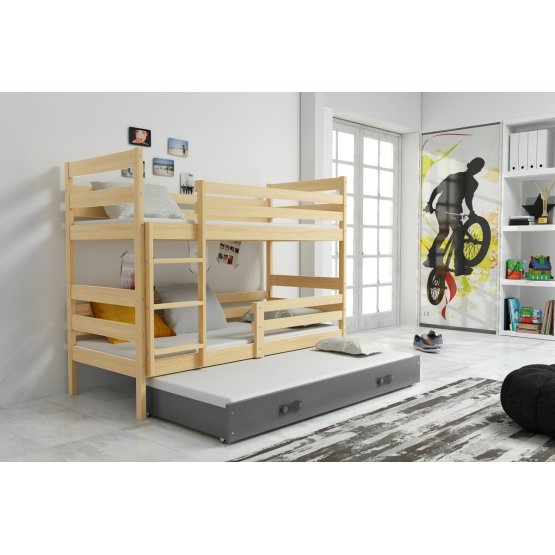 Baby patrová bed with extra bed Erik - natural-gray
