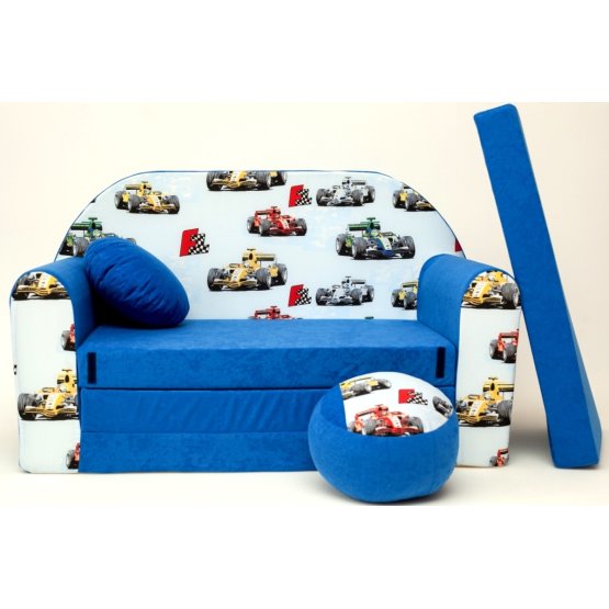 Formula 1 Children's Sofa Bed - Blue