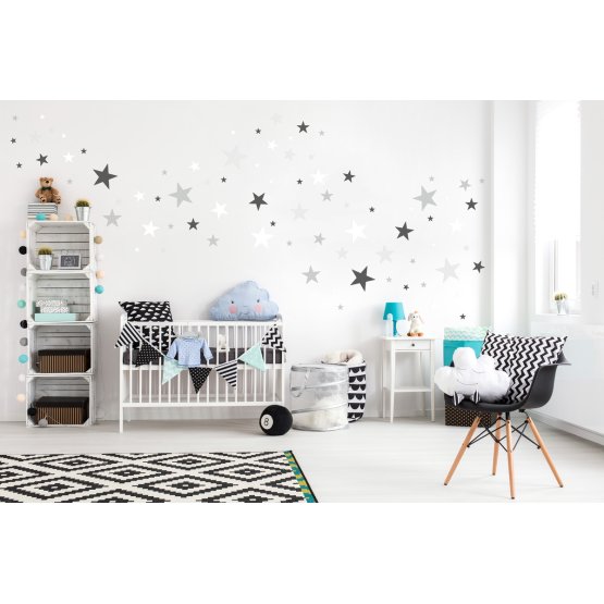 Decoration to wall - stars gray / white