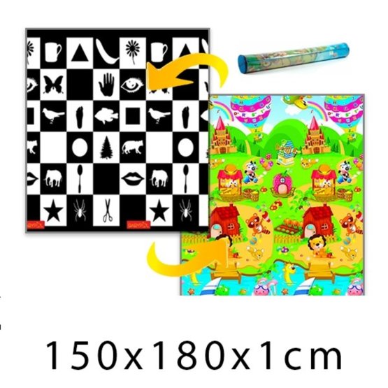 Children's Foam Play Mat - Chessboard + Lion's House 150 x 180 x 1 cm