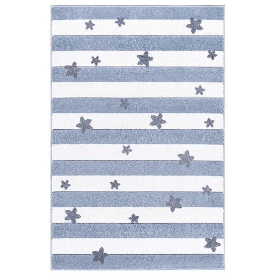 Children's rug STARS STRIPES - blue and white
