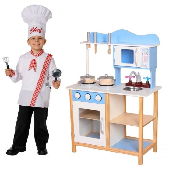 Children's wooden kitchenette with equipment