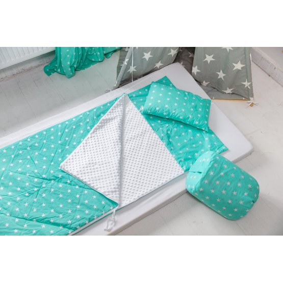 Children sleeping bag with pad Stars mint 88
