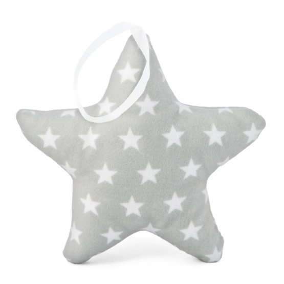 Suspendable decoration Star light grey with stars