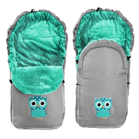Footmuff for children Owl - grey-mint