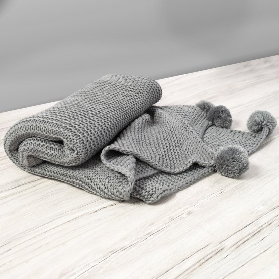 Knitted blanket 150x200 cm - grey