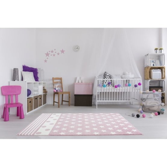 Children's rug STARPOINT - pink-white