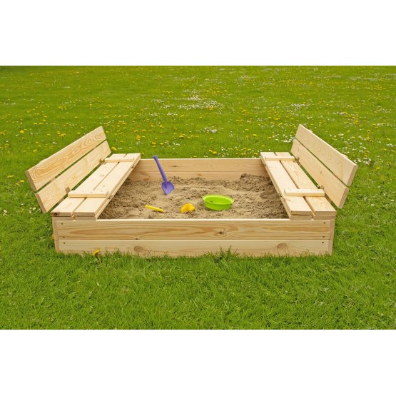 Lockable children's sandpit with benches - 120x120 cm