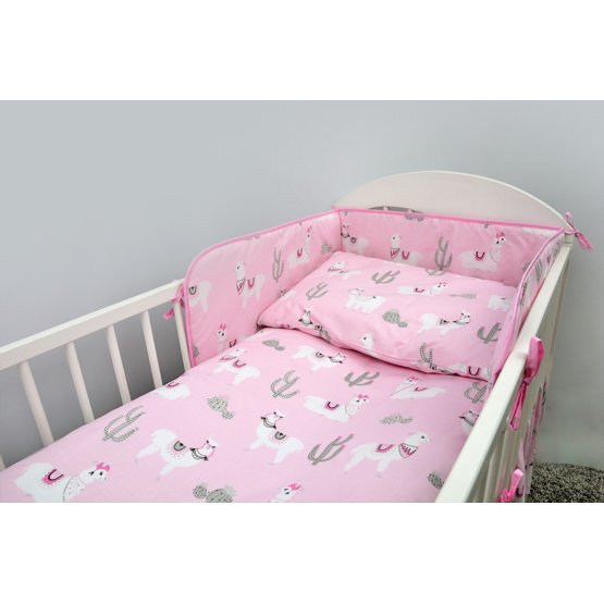 Bedding set for cribs 120x90 cm Lama - pink
