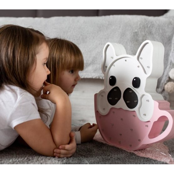 Children's wooden lamp ICE lamp Bulldog in cup - pink