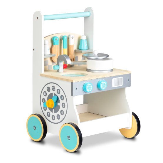 Baby wooden kitchenette with wheels