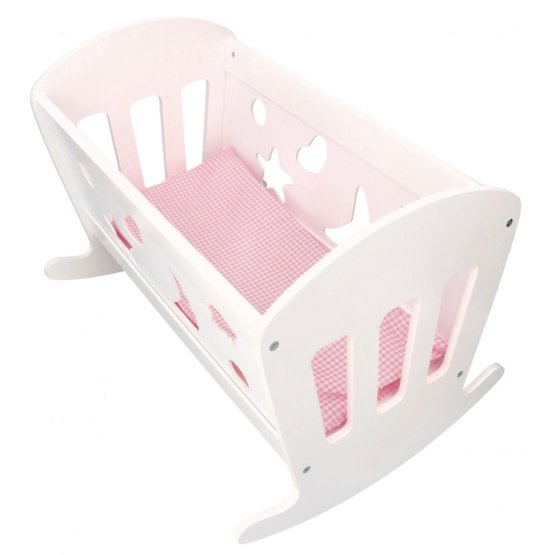 Wooden cradle for dolls with feathers banaby.co.uk