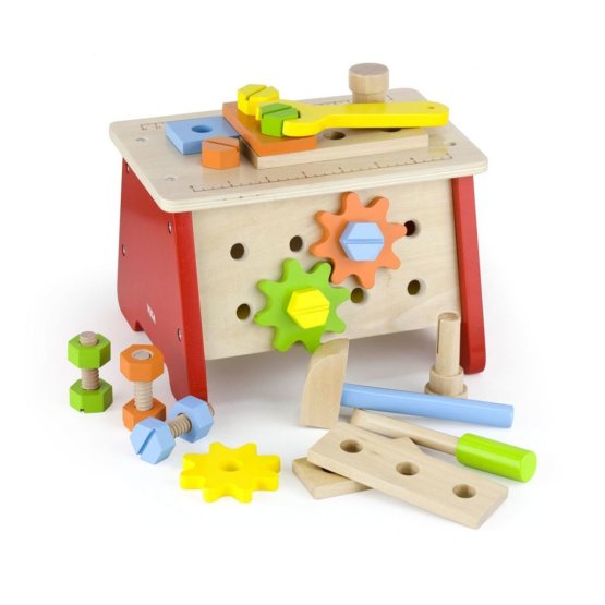 Wooden construction set with tools