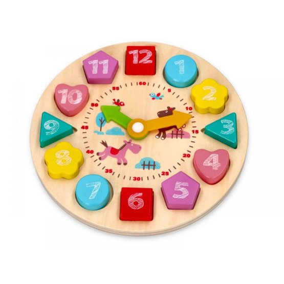 Colorful clock with wooden blocks