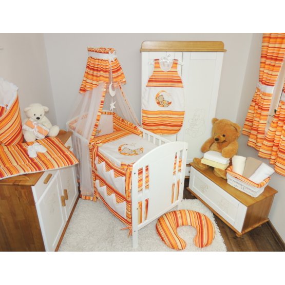 Linen to cribs - red-orange stripes