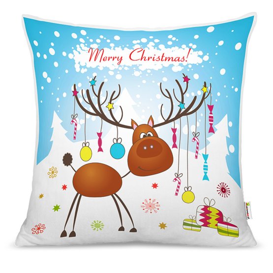 Christmas children pillow - reindeer with gifts