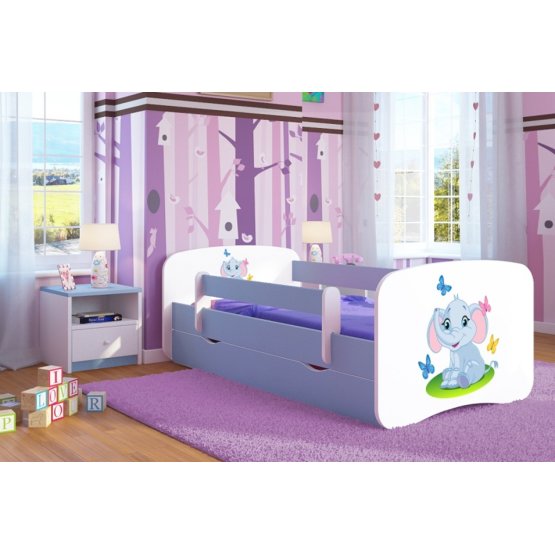 Children's bed with bed rail Ourbaby - Elephant - blue