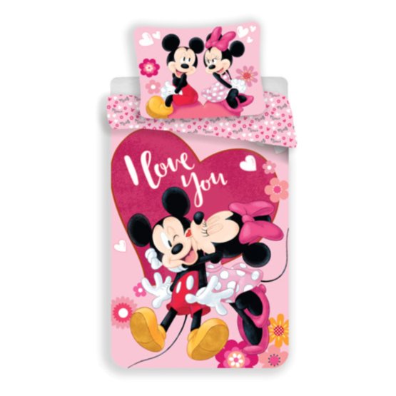 Children's bedding 100 x 135 cm + 40 x 60 cm Mickey and Minnie kiss