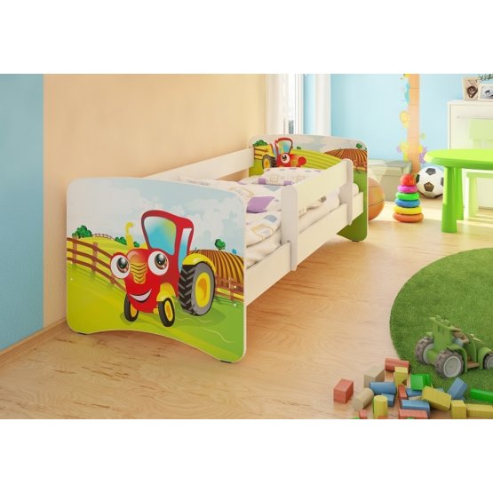 Children's Bed with Safety Rail - Little Tractor