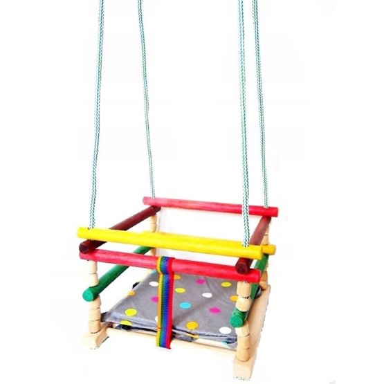 Wooden swing with cushion - colored