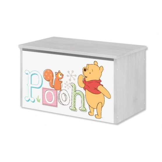 Wooden chest for Disney toys - Winnie the Pooh and piggy bank - Norwegian pine decor