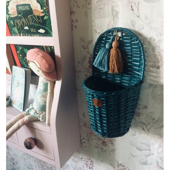 LILU Wicker basket on wall LU - turquoise