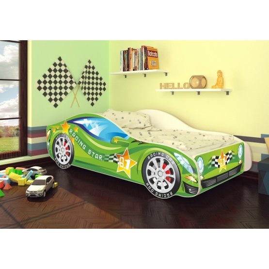 Ourbaby children's bed Car green + free mattress