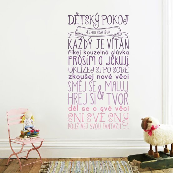 Wall Decoration - Children's Bedroom Rules - Pink