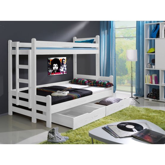 Bunk bed Kevin with widened lower bed white