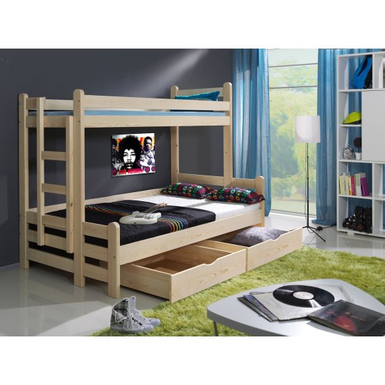Bunk bed Kevin with extended lower bed natural