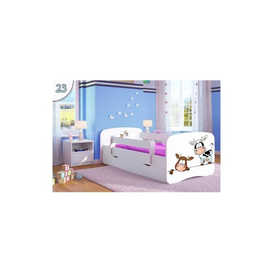 Ourbaby Children's Bed with Safety Rail - Cows - White