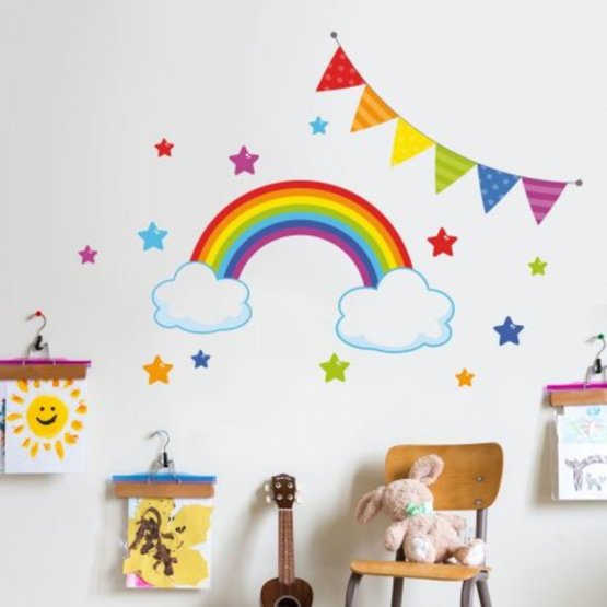 Sticker on wall - Rainbow and stars