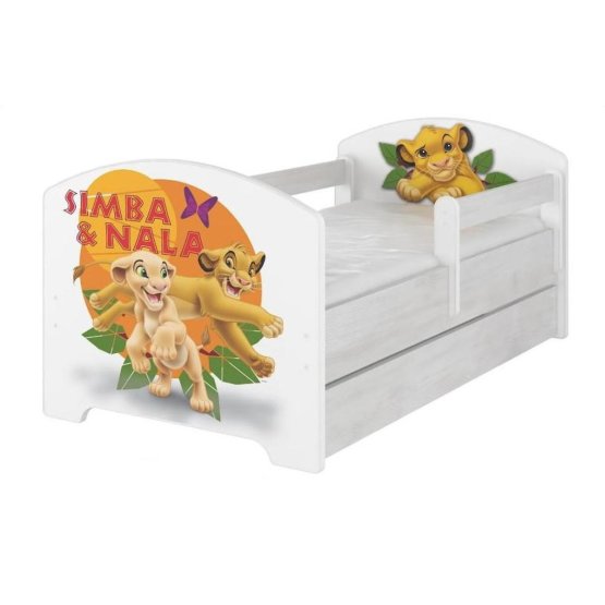 Children's bed with a barrier - The Lion King - Norwegian pine decor