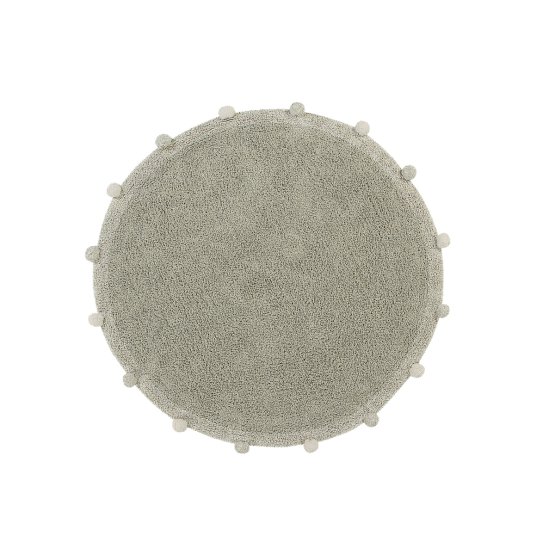 Round cotton rug Bubbly Olive - Natural