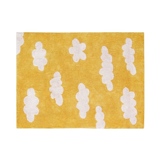Children's cotton rug - Clouds Mustard