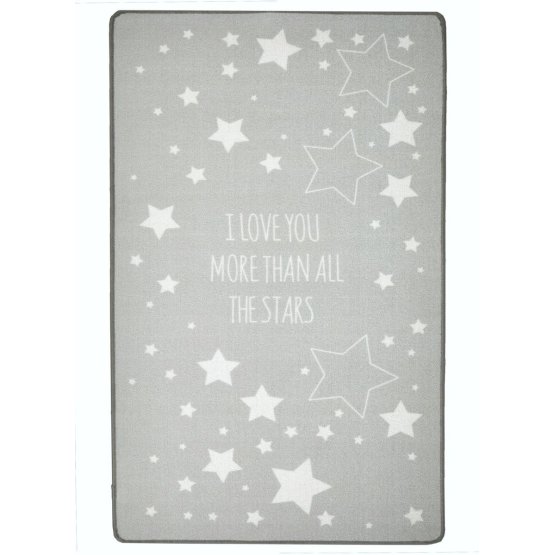 Children's rug LOVE YOU STARS silver-grey/white