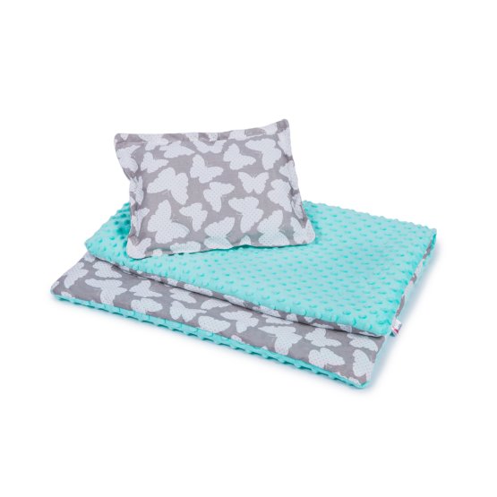 Baby blanket and pillow L Butterflies - mátová