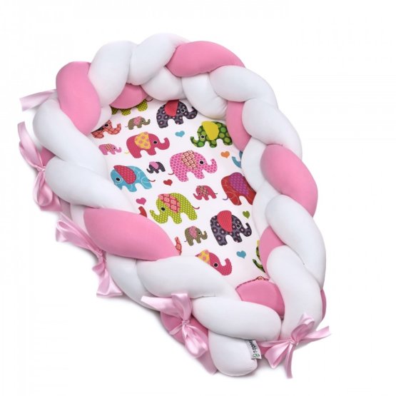 Baby nest 2in1 - Pink-white elephant